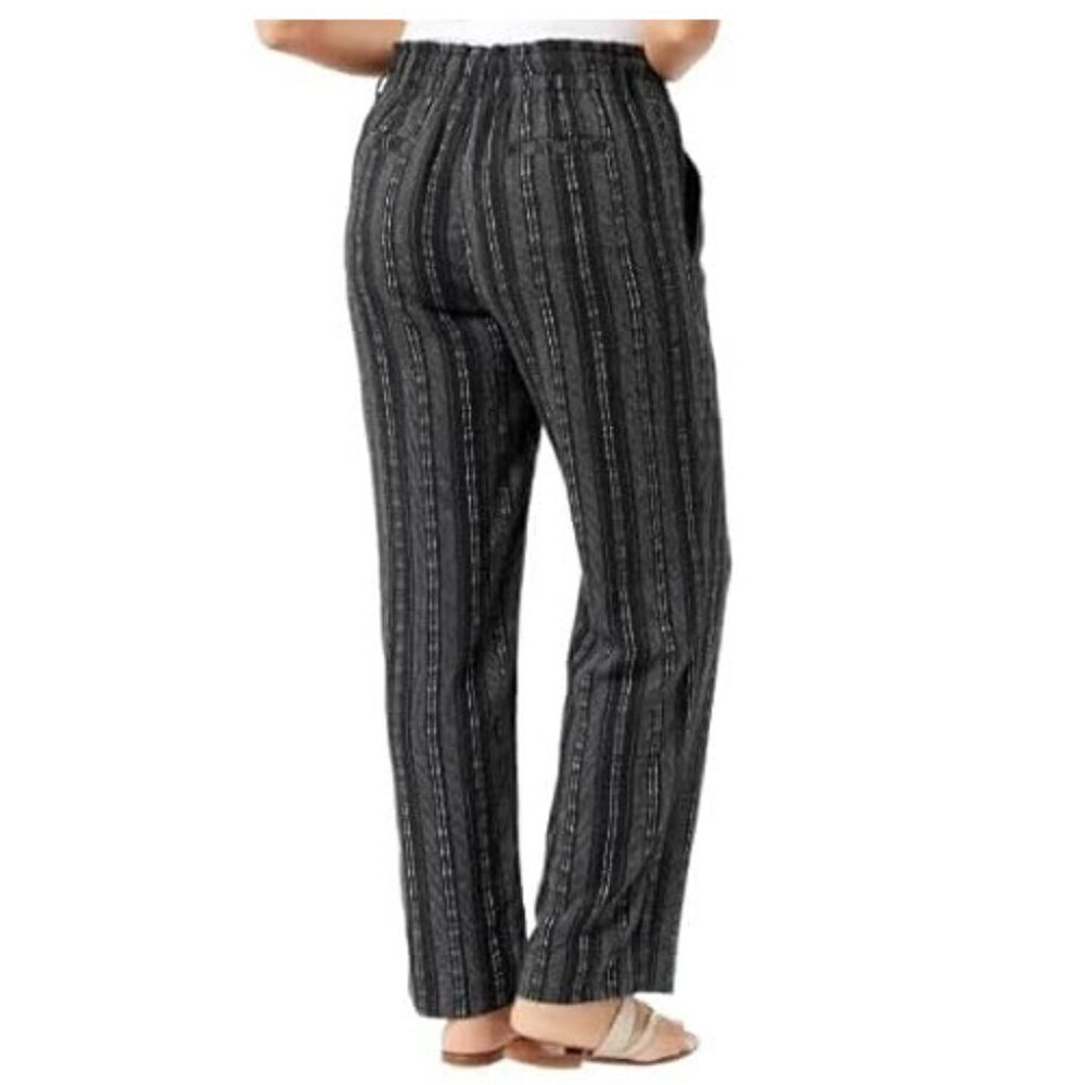NWT - Briggs Ladies Linen Blend Black and White Pants Black Stripes - Size XL - Picture 3 of 11
